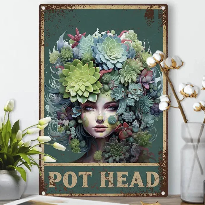 Pot Head Metal Sign