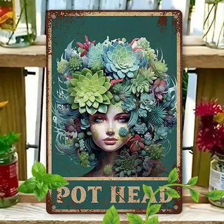 Pot Head Metal Sign