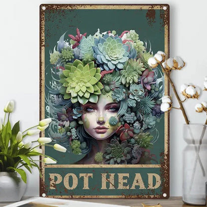 Pot Head Metal Sign