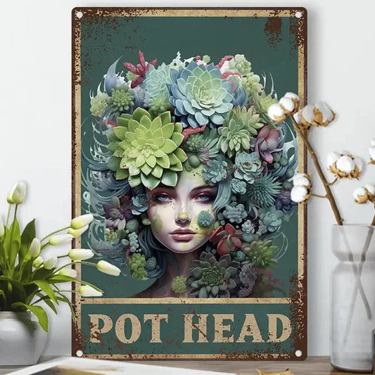 Pot Head Metal Sign