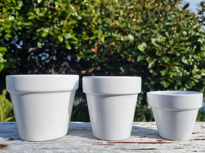 Hand Painted Plant Pot White