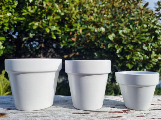 Hand Painted Plant Pot White