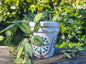 Hand Painted Plant Pot White & Blue