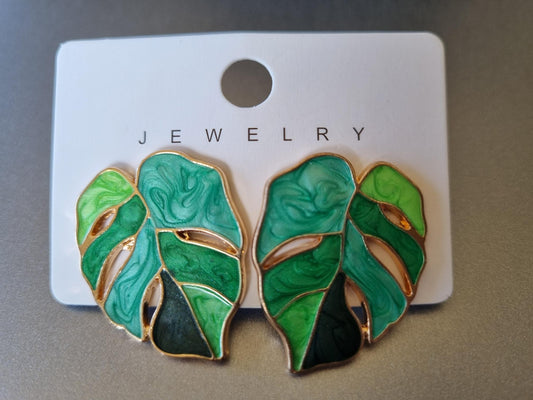 Plant Earrings - Monstera Green