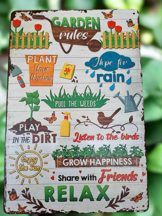 garden rules sign