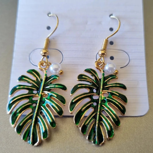 Plant Earrings - Monstera Dark Green